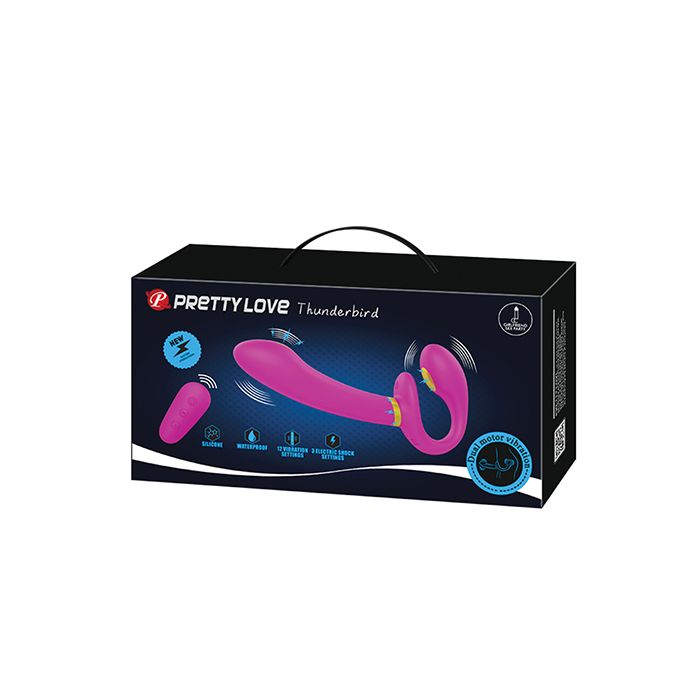 Pretty Love Thunderbird Electrostim Strapless Strap On - Fuchsia