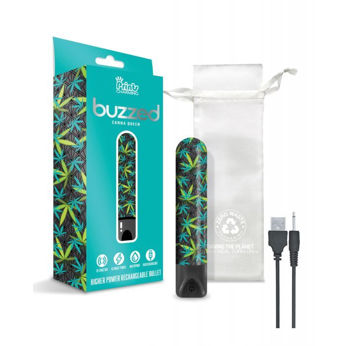 Buzzed 3.5" Rechargeable Bullet - Canna Queen Black