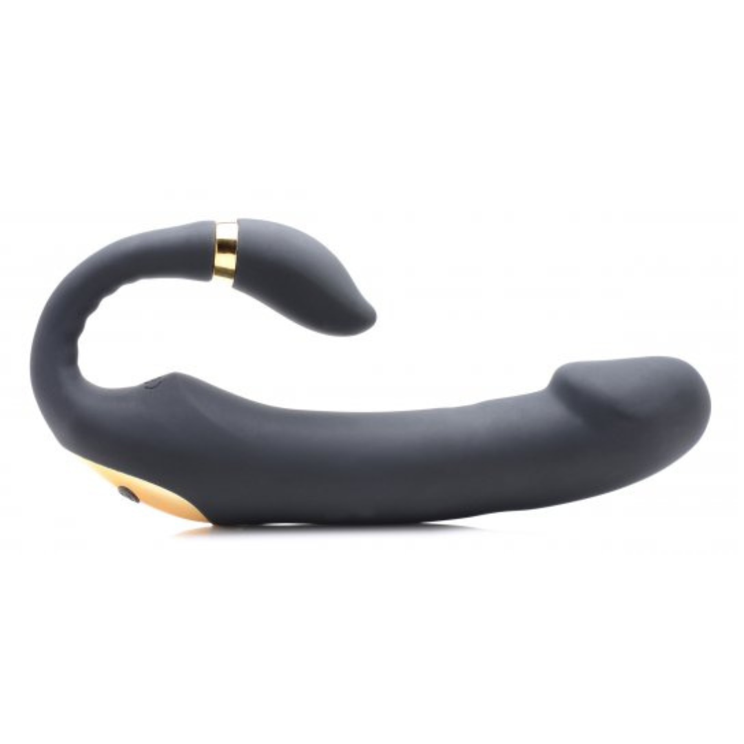 10X Pleasure Pose Come Hither Silicone Vibrator with Poseable Clit Stimulator
