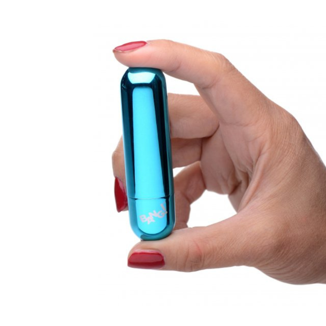 10X Rechargeable Vibrating Metallic Bullet - Blue