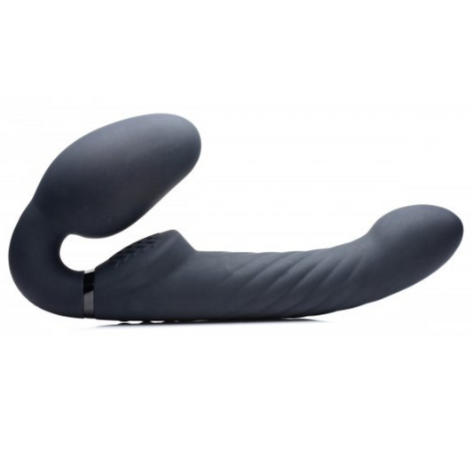 Ergo-Fit Twist Inflatable Vibrating Silicone Strapless Strap-on - Black