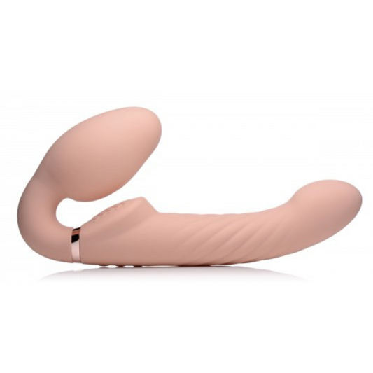 Ergo-Fit Twist Inflatable Vibrating Silicone Strapless Strap-on - Beige