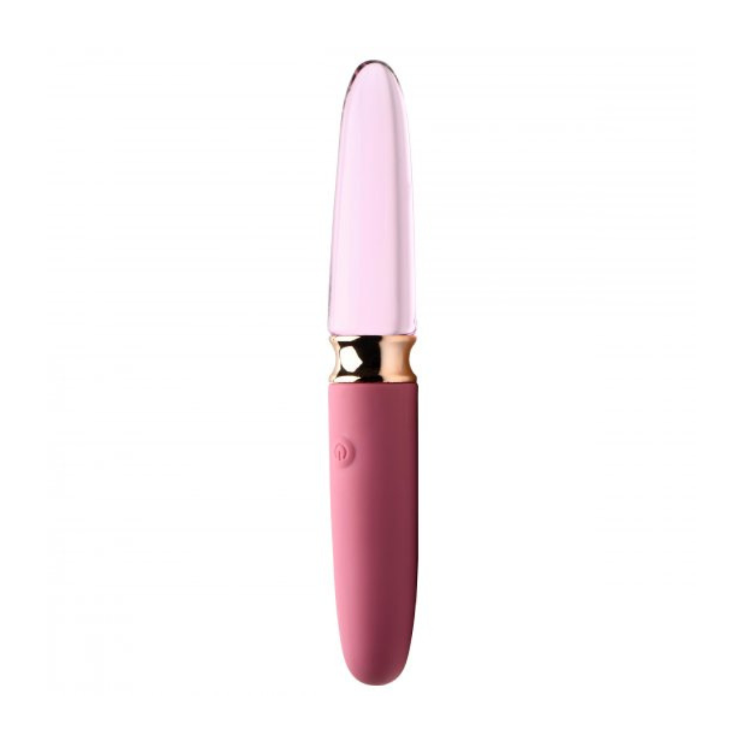 10X Rosé Dual Ended Smooth Silicone and Glass Vibrator